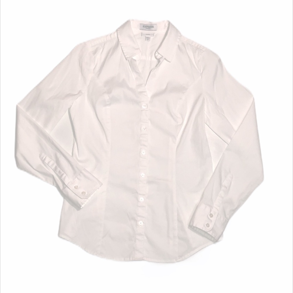 Express Buttoned Long Sleeve Blouse White Small